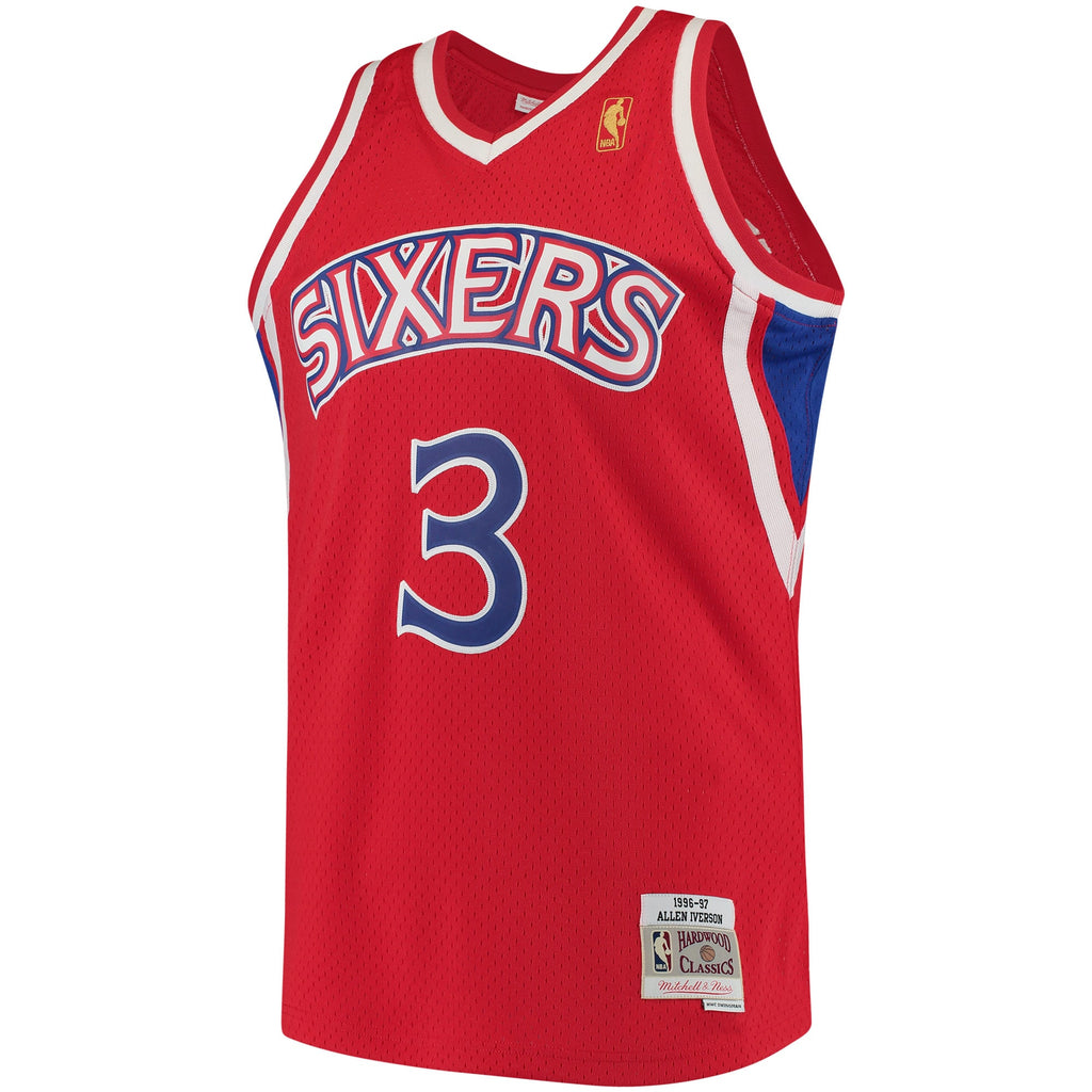 Philadelphia 76ers Allen Iverson Mitchell & Ness 1996-97 Hardwood Classics Swingman Jersey - Red - Men's