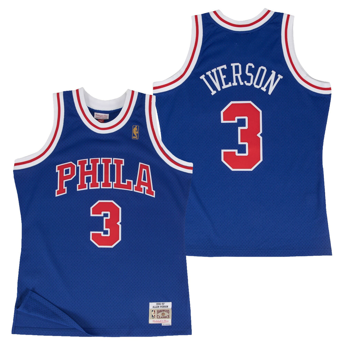 Philadelphia 76ers Allen Iverson Mitchell & Ness 1997 Hardwood Classics Alternate Swingman Jersey - Blue - Men's