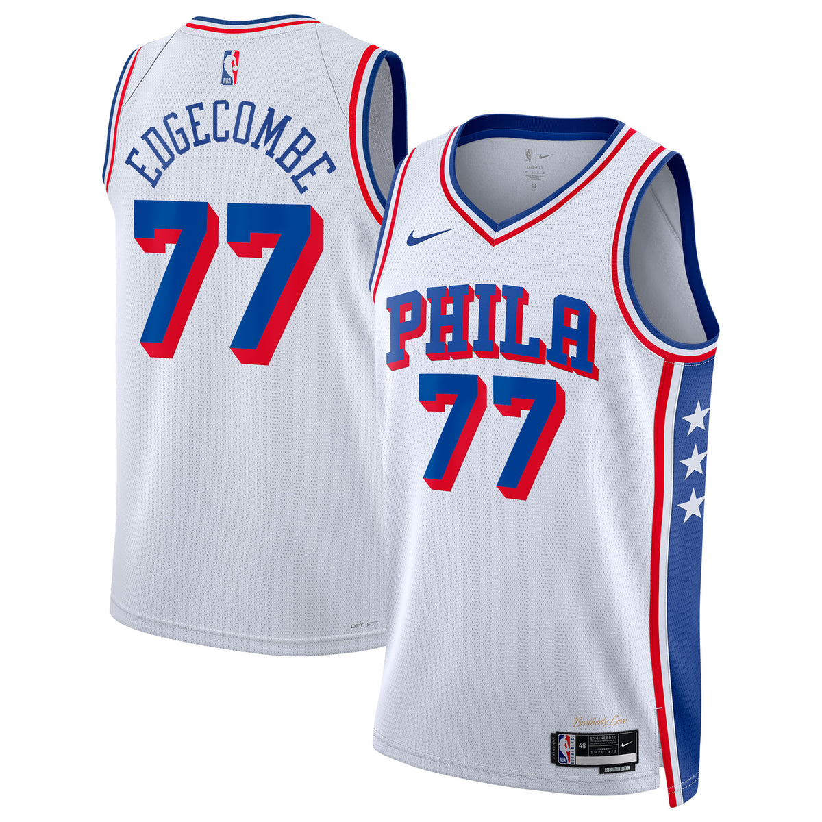 Philadelphia 76ers VJ Edgecombe Nike Association Swingman Jersey - White - Unisex