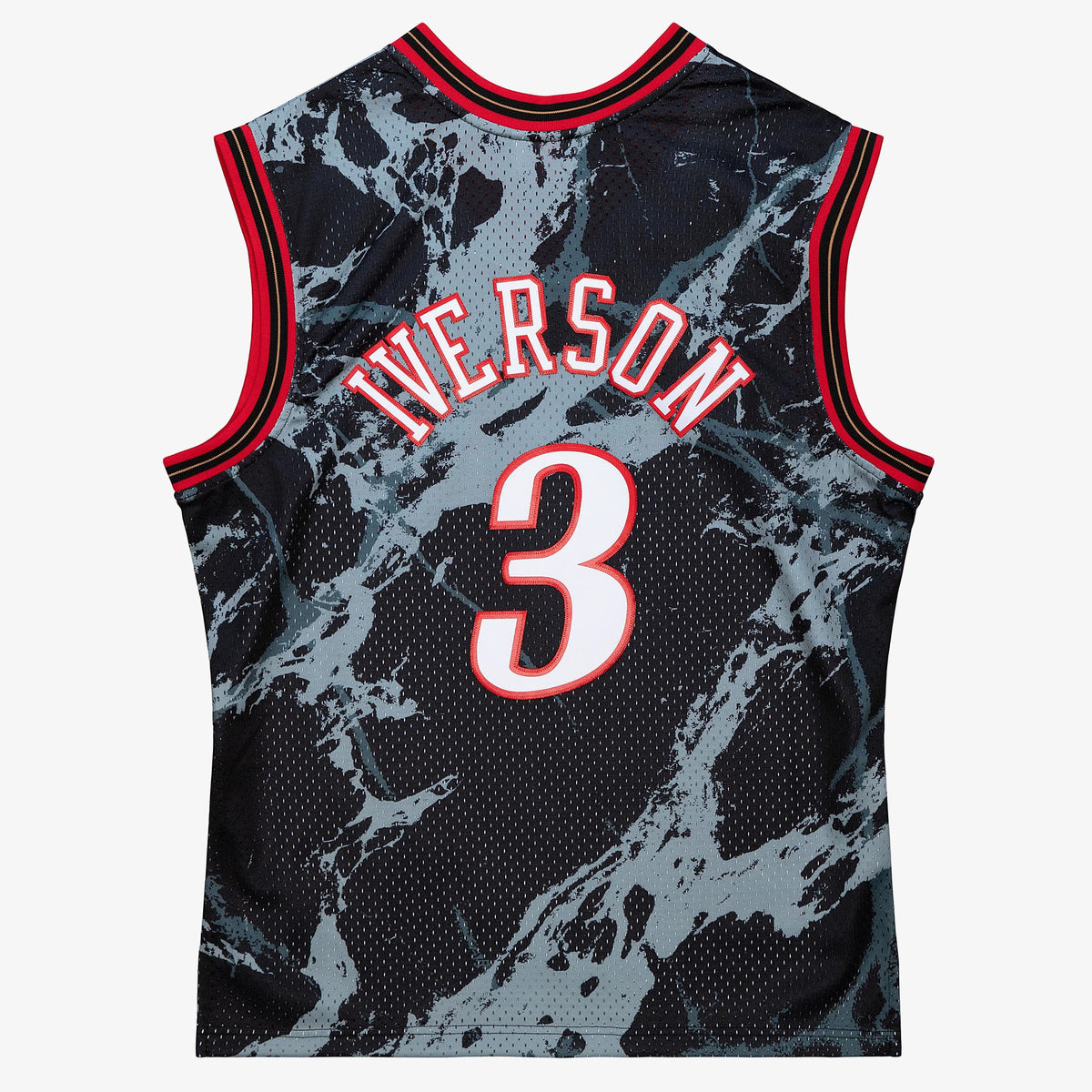 Philadelphia 76ers Allen Iverson Mitchell & Ness 2000 Team Marble Swingman Jersey - Black