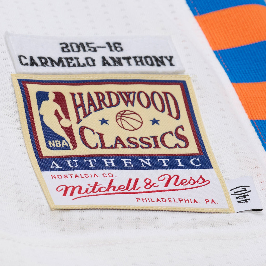 New York Knicks Carmelo Anthony Mitchell & Ness 2015-16 Hardwood Classics Authentic Jersey - White - Men's