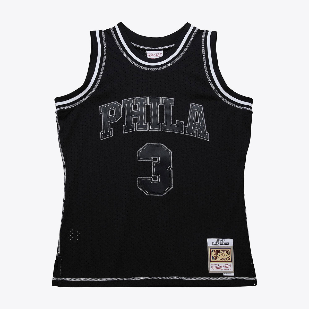 Philadelphia 76ers Allen Iverson Mitchell & Ness 1996 Contrast 2K Swingman Jersey - Black