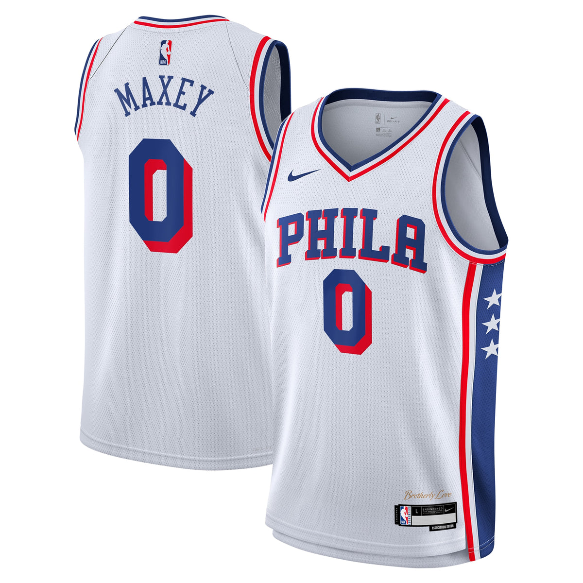 Philadelphia 76ers Tyrese Maxey Nike Association Swingman Jersey - White - Youth