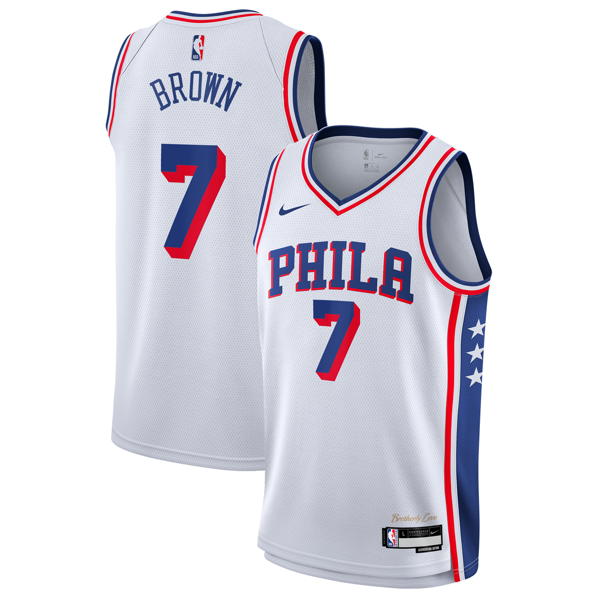 Philadelphia 76ers Jaylen Brown Nike Association Swingman Jersey - White - Youth