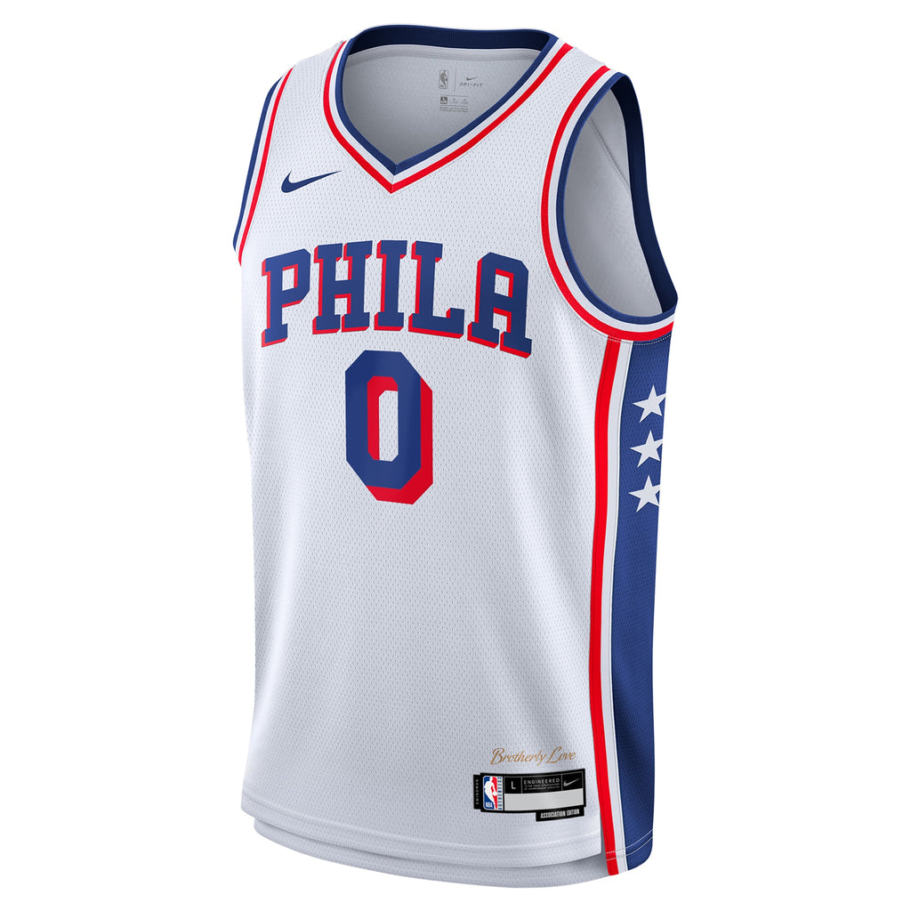 Philadelphia 76ers Tyrese Maxey Nike Association Swingman Jersey - White - Youth