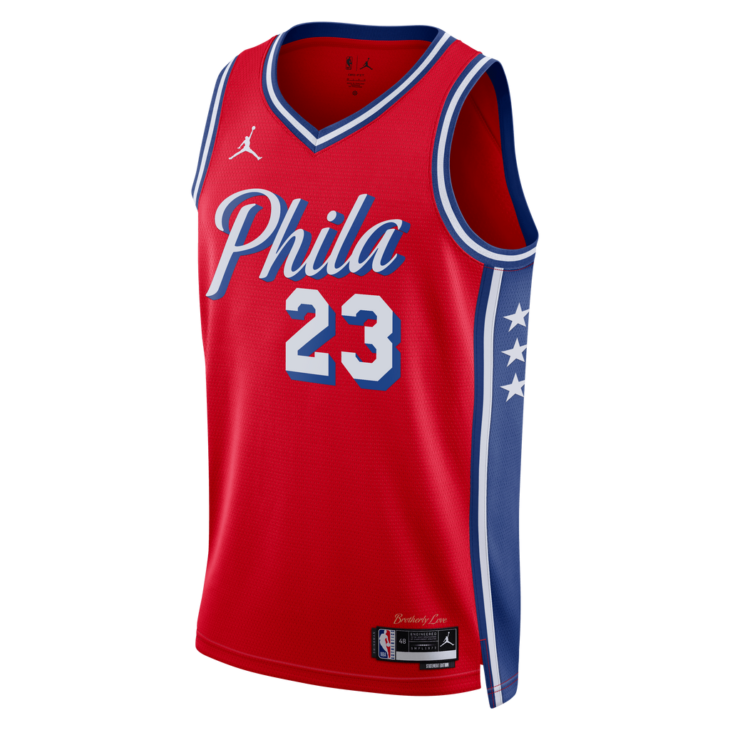 Philadelphia 76ers LeBron James Jordan Statement Swingman Jersey - Red - Unisex