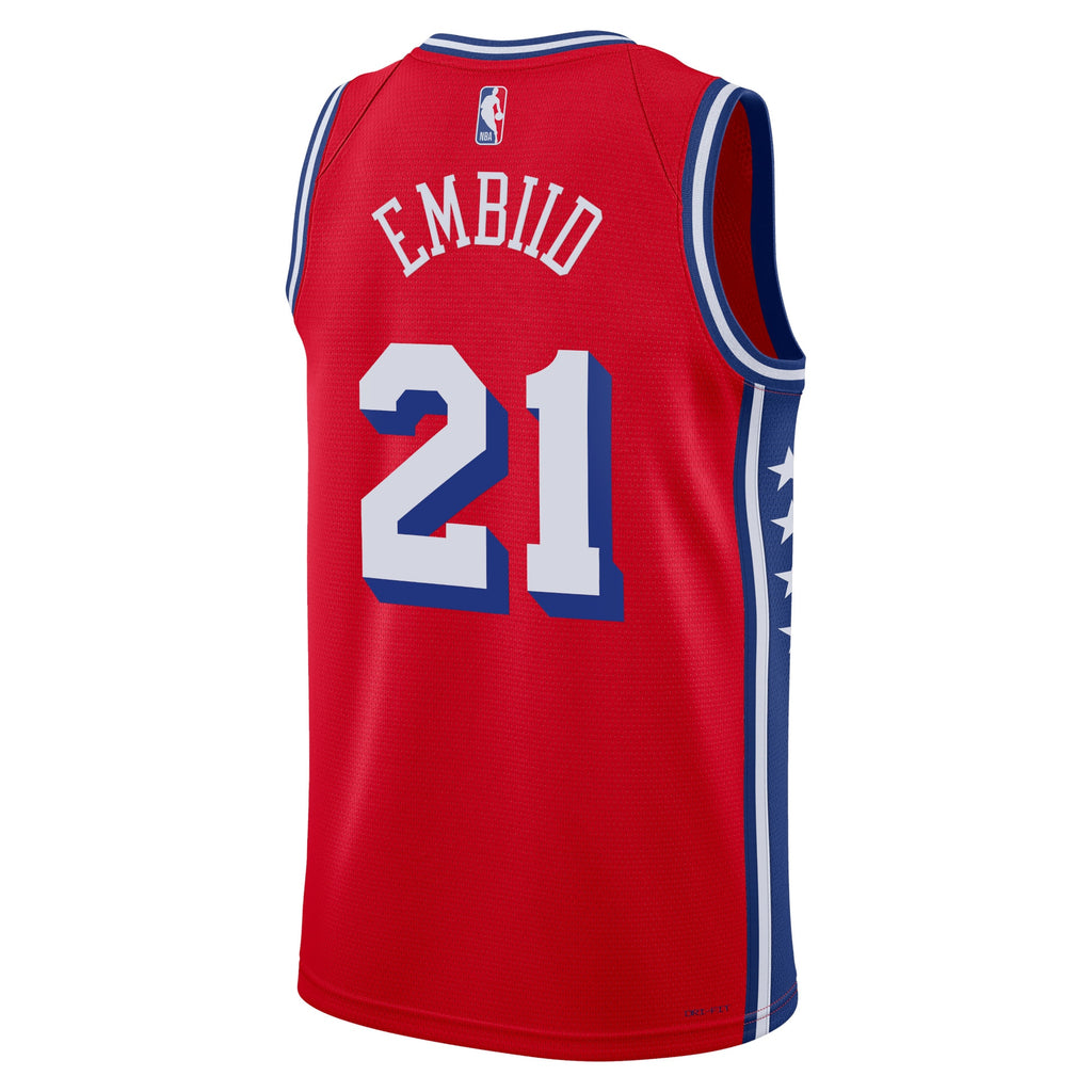 Philadelphia 76ers Joel Embiid Jordan Statement Swingman Jersey - Red - Unisex