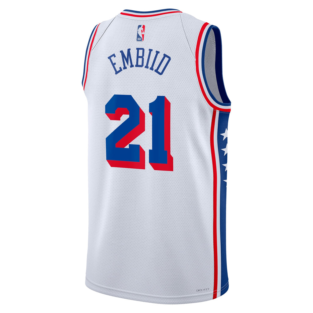 Philadelphia 76ers Joel Embiid Nike Association Swingman Jersey - White - Unisex
