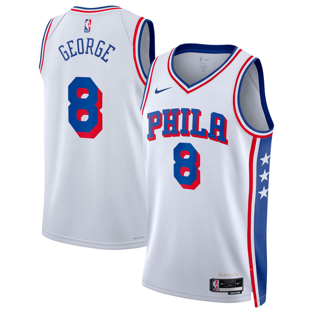 Philadelphia 76ers Paul George Nike Association Swingman Jersey - White - Unisex