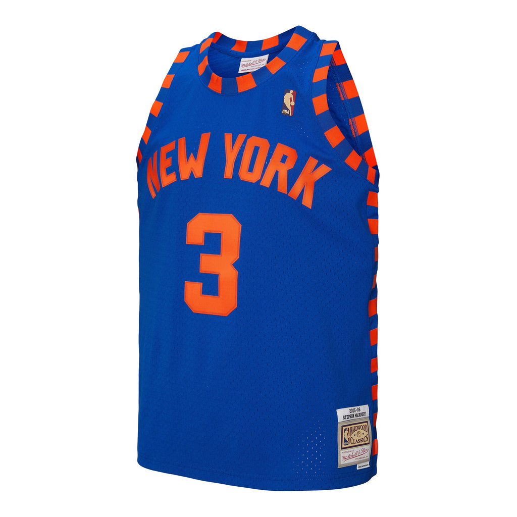 New York Knicks Stephon Marbury Mitchell & Ness 2005/06 Hardwood Classics Swingman Jersey - Blue - Men's