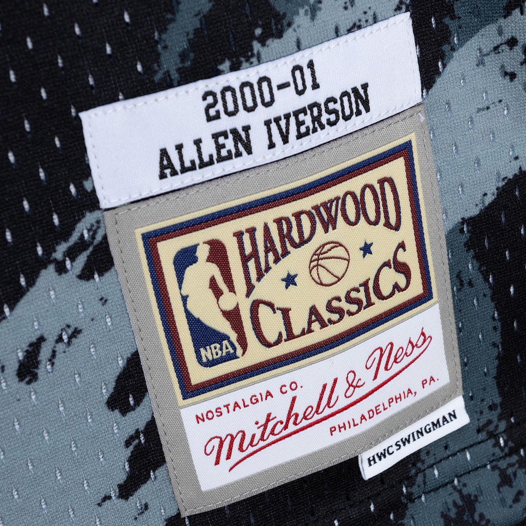 Philadelphia 76ers Allen Iverson Mitchell & Ness 2000 Team Marble Swingman Jersey - Black