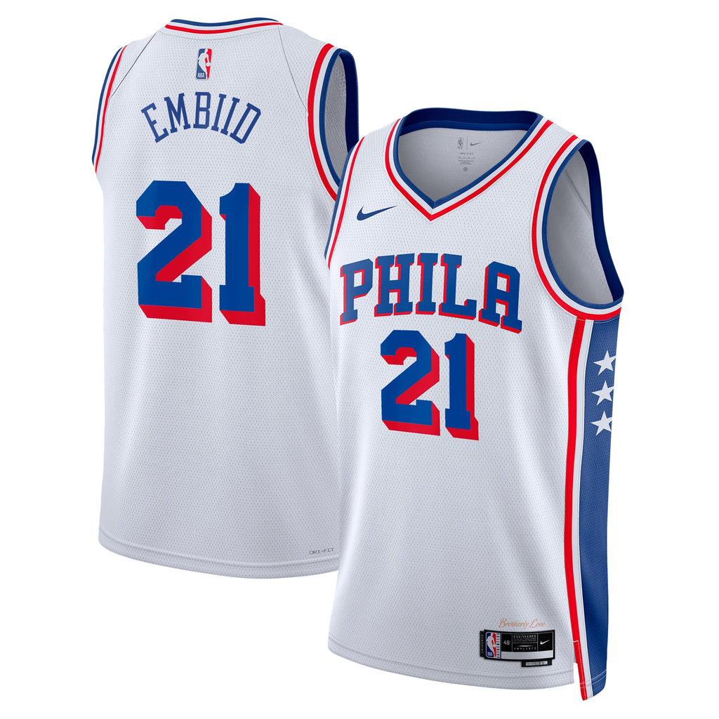 Philadelphia 76ers Joel Embiid Nike Association Swingman Jersey - White - Unisex