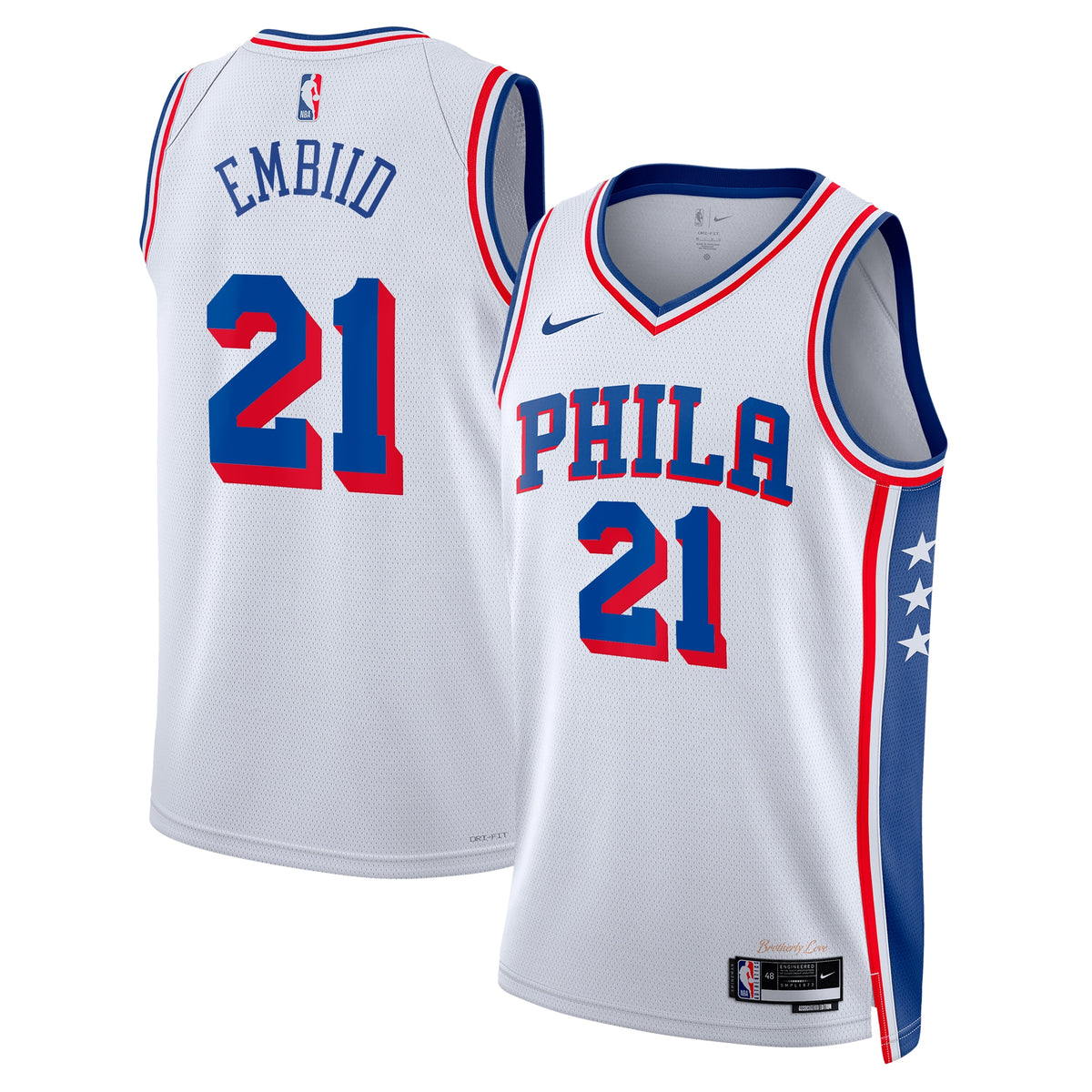 Philadelphia 76ers Joel Embiid Nike Association Swingman Jersey - White - Unisex
