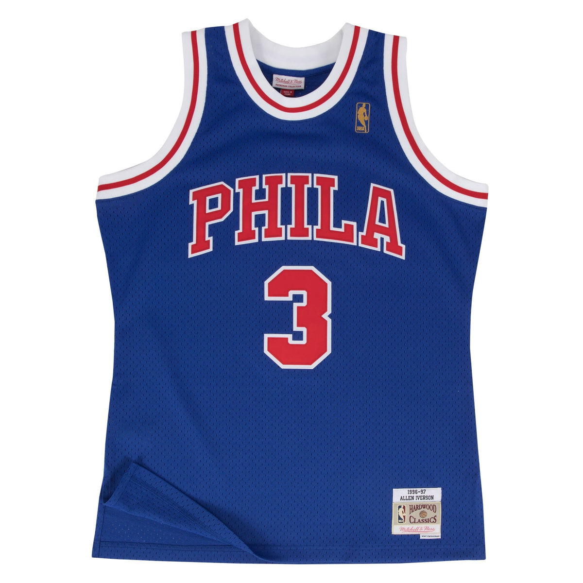 Philadelphia 76ers Allen Iverson Mitchell & Ness 1997 Hardwood Classics Alternate Swingman Jersey - Blue - Men's