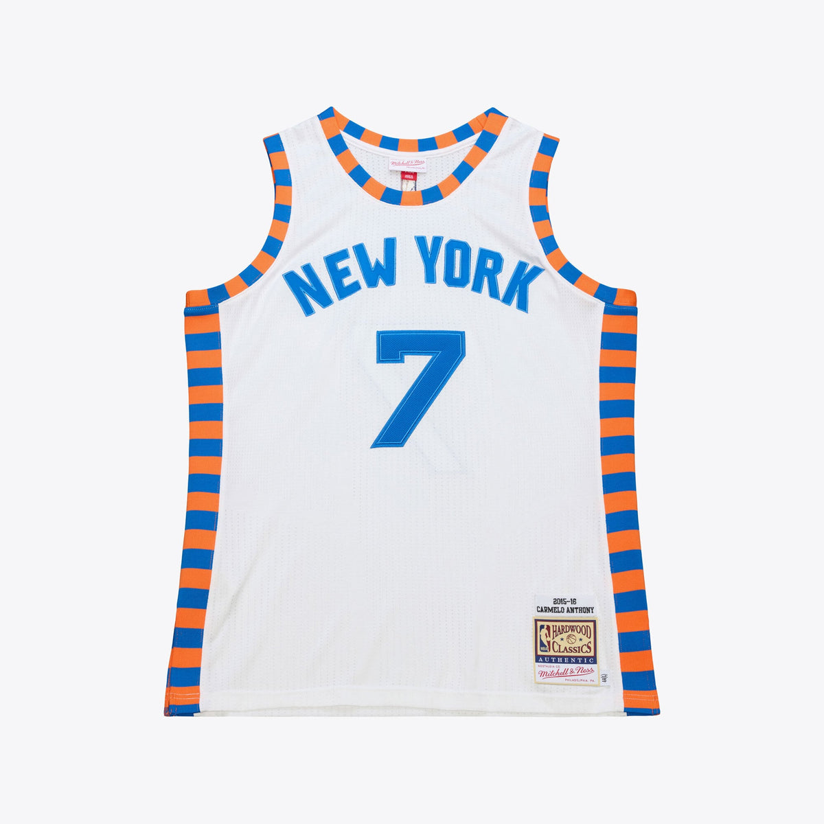 New York Knicks Carmelo Anthony Mitchell & Ness 2015-16 Hardwood Classics Authentic Jersey - White - Men's
