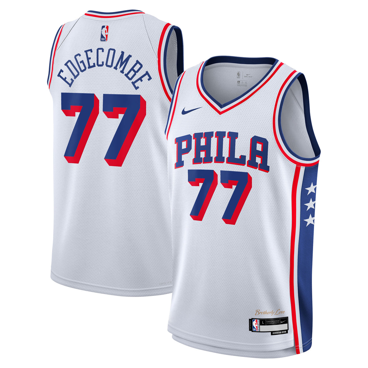 Philadelphia 76ers VJ Edgecombe Nike Association Swingman Jersey - White - Youth